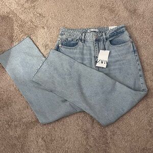 Zara straight fit high-rise, straight leg ankle, rigid jeans